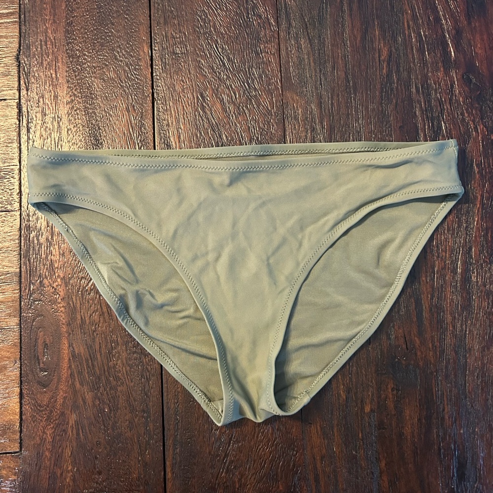Aerie Wide Strap Scoop Top with Full Coverage Bottoms- Olive Green Bikini - Picture 6 of 12